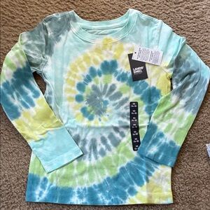 Lands' End Kids Long Sleeve Tie-Dye Shirt - Blue and Yellow